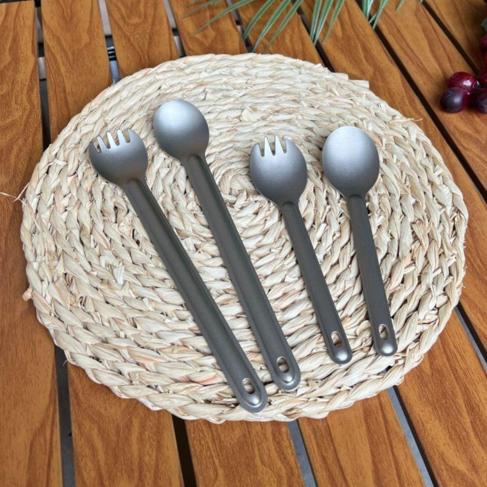 2 Piece Corrosion-resistant Titanium Cutlery Set Ultralight Outdoor Dinnerware Set  Salad