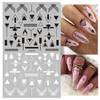 1PCS Black White Butterfly Laser Nail Stickers Nail Art Decoration Abstract Lines Bronzing Flowers Stickers For Nails
