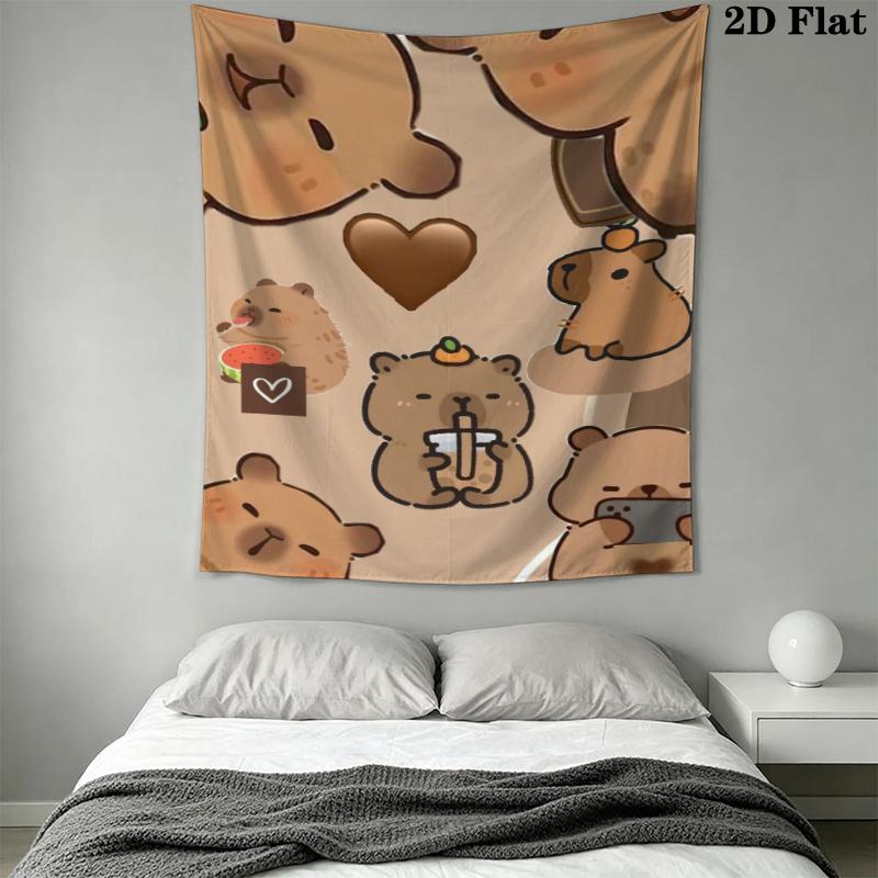 Capybara Wall Tapestry Aesthetic Wall Hanging Printed Fabric Blanket Decorative Tapestries for Bedroom Living Room Home Decor
