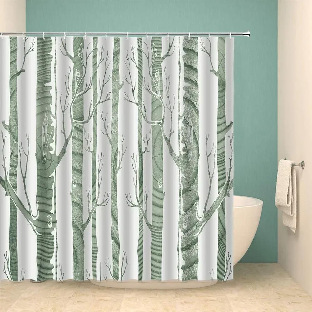 Naturlandschaft Duschvorhänge Ozean Delfin Palme Wald Wasserfall Szenerie Bauernhof Pferd Stoff Badezimmer Dekorationsset Mit Haken