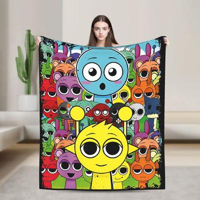 Sprunki Team Funny Games Blanket  Flannel Funny Breathable Throw Blankets for Chair Covering Sofa Summer