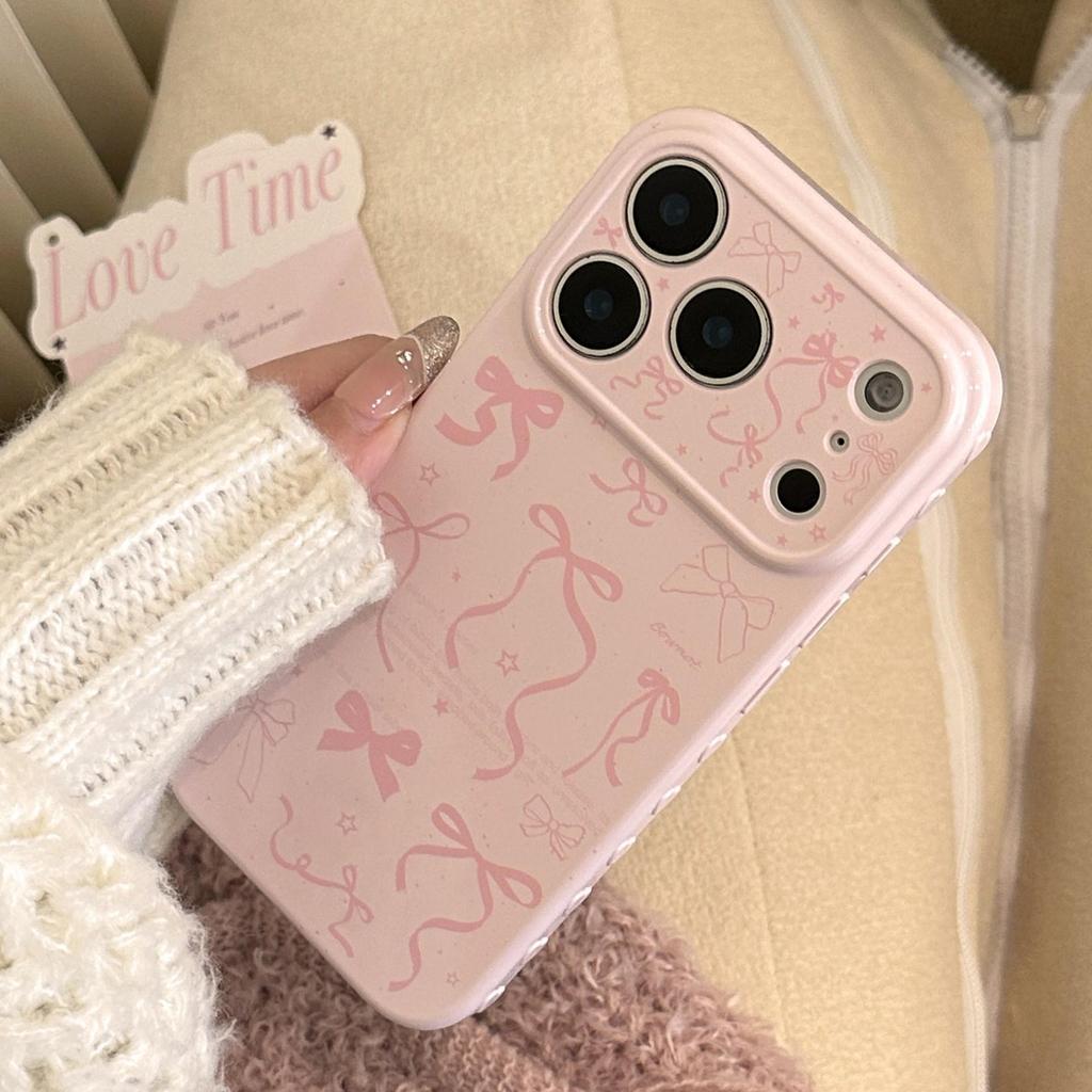 Pink bow phone case suitable for iPhone 16, iPhone 17, and iPhone 17 Pro Max