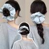 Korean Satin High-end Solid Color Large Large Intestine Hair Ring High Elastic Ball Head Rope Hair Care Milk Blue Headwear