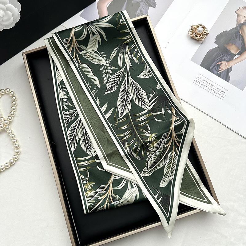 Double-sided Long Strip Small Silk Scarf Women's Professional Wear Spring and Summer New Decorative Small Scarf Tied Hair Band Streamer