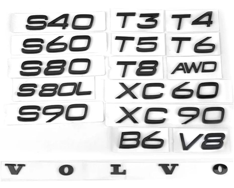 3D Chrome ABS Car Letters For Volvo XC60 XC90 S60 S80 S60L V40 V60 T5 T6 AWD Emblem Badge Logo Sticker Trunk Accessories