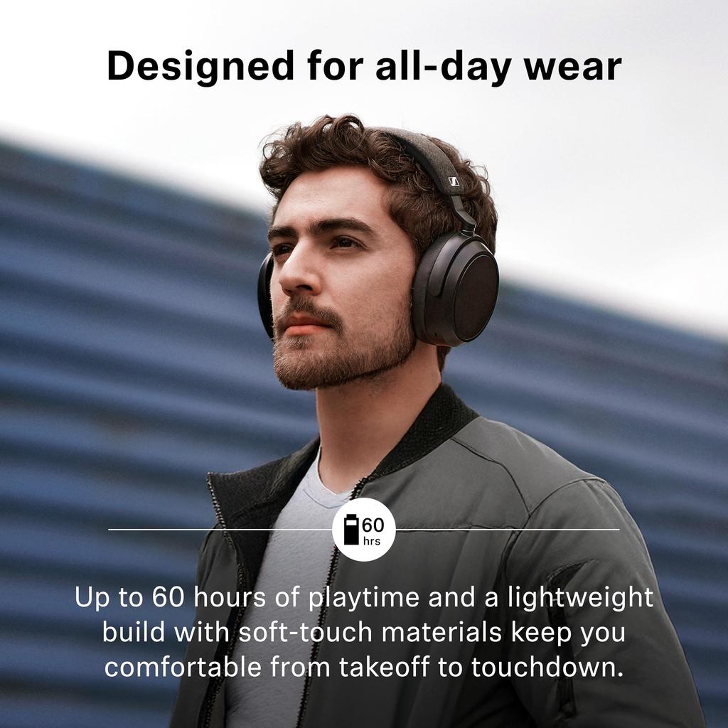 Sennheiser MOMENTUM 4 Wireless Premium Wireless Headphones In Black Noise 60 Hours of Low aptX Adaptive and Copper, High-Performance Drivers,