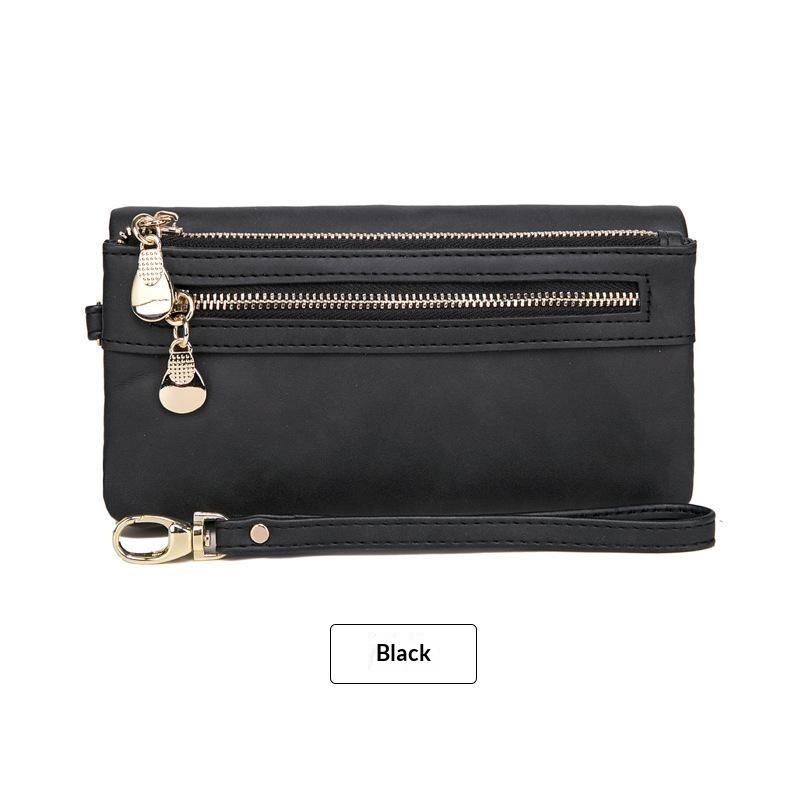 Retro Damen Langbörse Große Kapazität Doppelfach Multi-Kartenfach Geldbörse Mode Multifunktionale Doppeltaschen-Handtasche