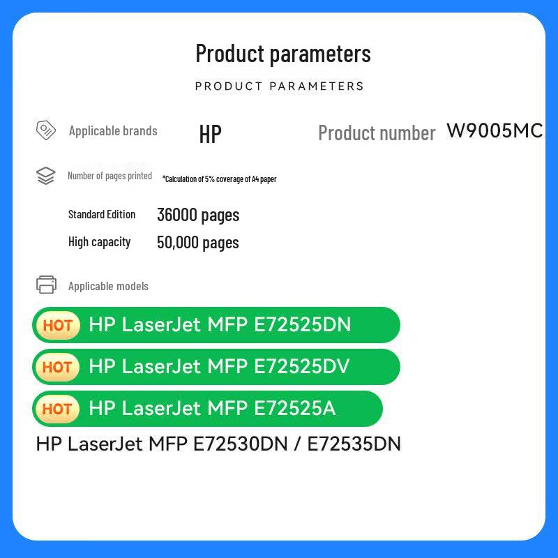 Compatible W9005MC Black Toner for HP LaserJet MFP E72525/E72530 Series