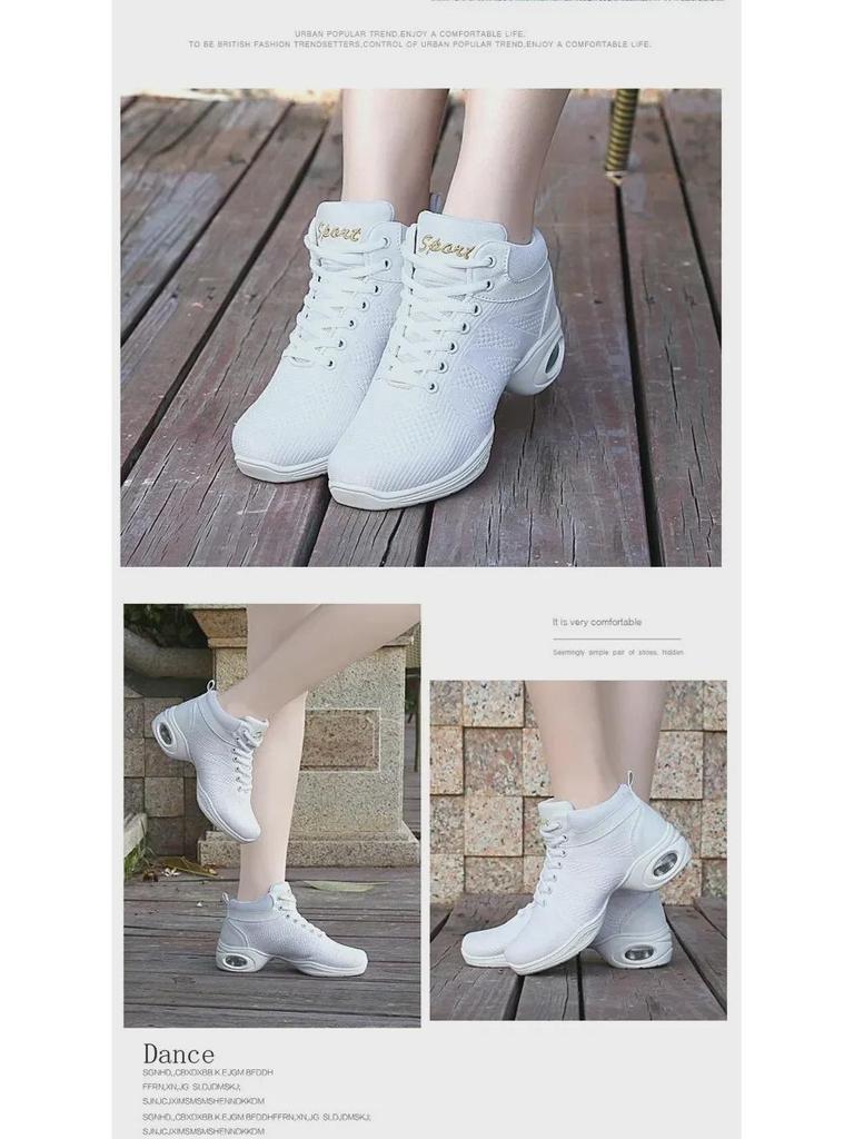 Zapatillas de baile de malla de caña alta: Suela Blanda, Aumenta la Altura, Ideal para Danza Cuadrada, Jazz y Moderna. Adecuado para Adultos. Perfecto para el otoño.