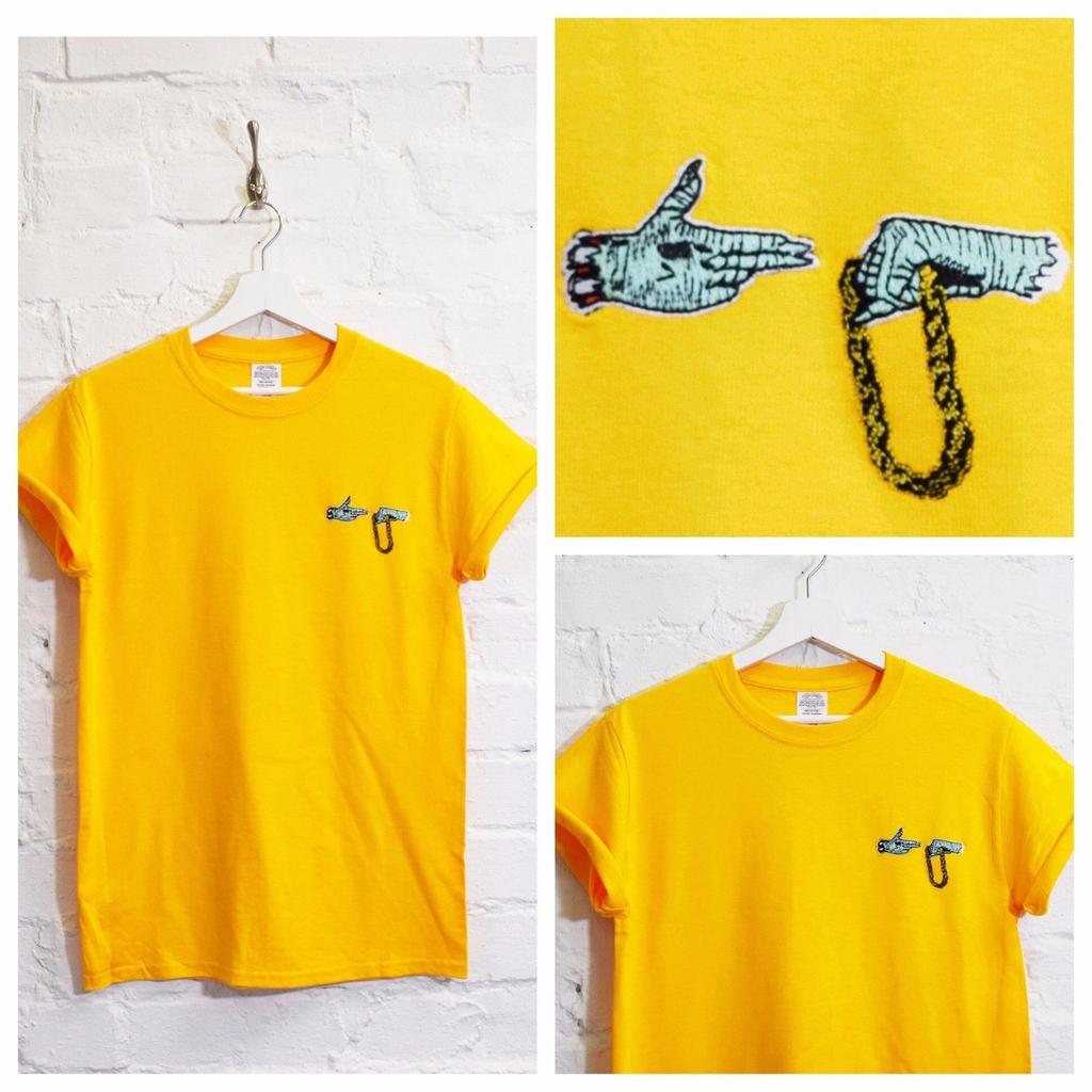 Unisex shirt Cotton Oversize Large Size Actual Fact Run The Jewels Embroidered Yellow Hip Hop Tee T-shirt