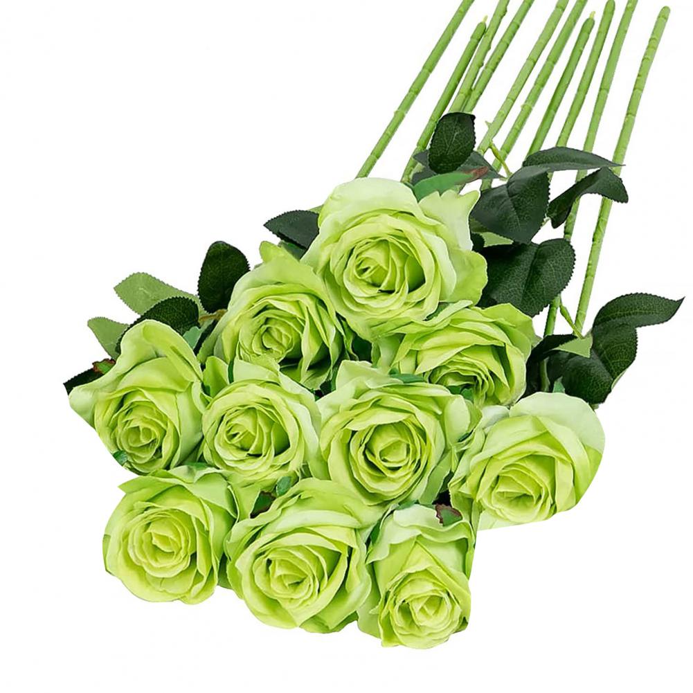 Artificial Rose Elegant Artificial Rose Green Leaves Silk Flower Set for Wedding Halloween Party Home Office Table Centerpiece