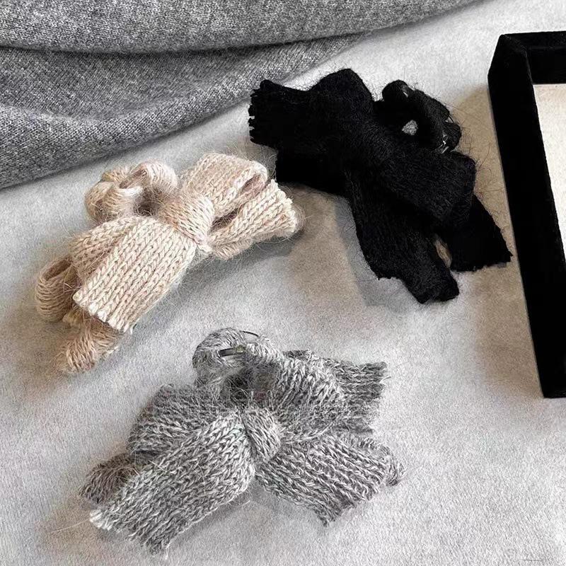 Gestrickte Schleife Haarspange Hochwertige Handgefertigte Webart Plüsch Haarklammern Haiklammern Herbst Winter Haaraccessoires