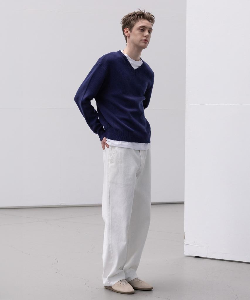 Dekkoloso Soft Cotton V-Neck Knit [Navy]