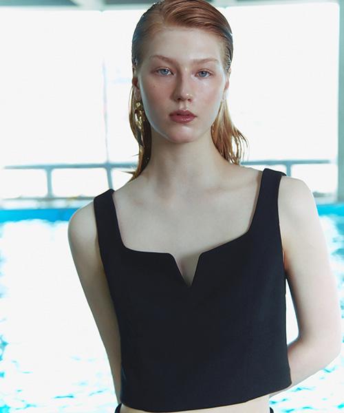 Line Studio One Slit Sleeveless Crop Top Jwtpoc4900 Black/S