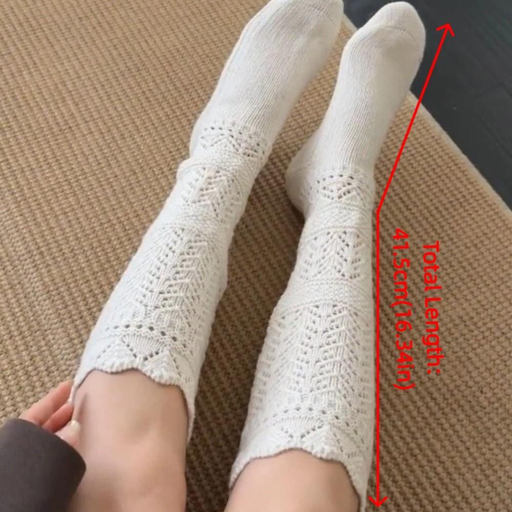 Mode Y2K Gestrickte Fußabdeckung Ausgeschnitten Süße JK Kniestrümpfe Atmungsaktives Netzdesign Damen Beinwärmer Lolita