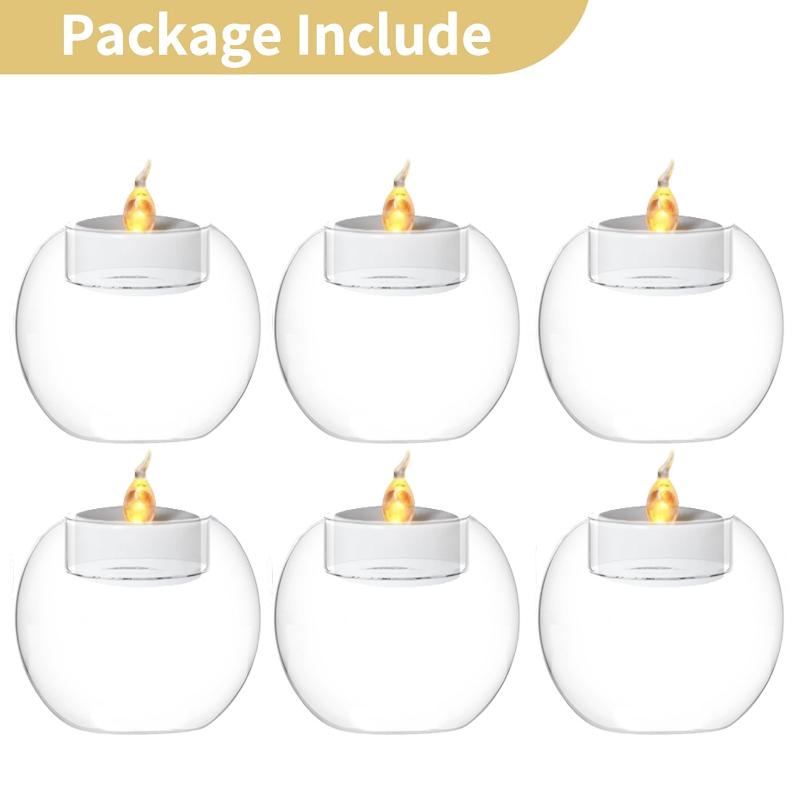 3/6/12PcsTransparent Round Hollow Glass Candle Holder Christmas Wedding Banquet Bar Party Wax Holder Candlesticks Home Decoratio