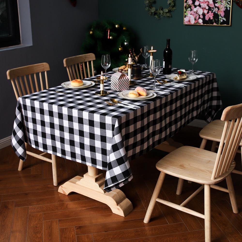 Amazon Tablecloth Theme Decorative Red And Black Checkered Christmas Day American Yarn Table Tablecloth