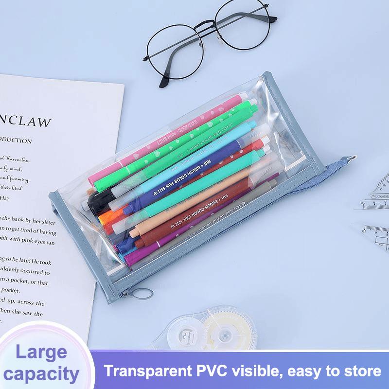 Penar Simplu Transparent Capacitate Mare Impermeabil Sac pentru Pixuri Geantă Cosmetică Papetărie Școlară pentru Studiu Rechizite de Birou
