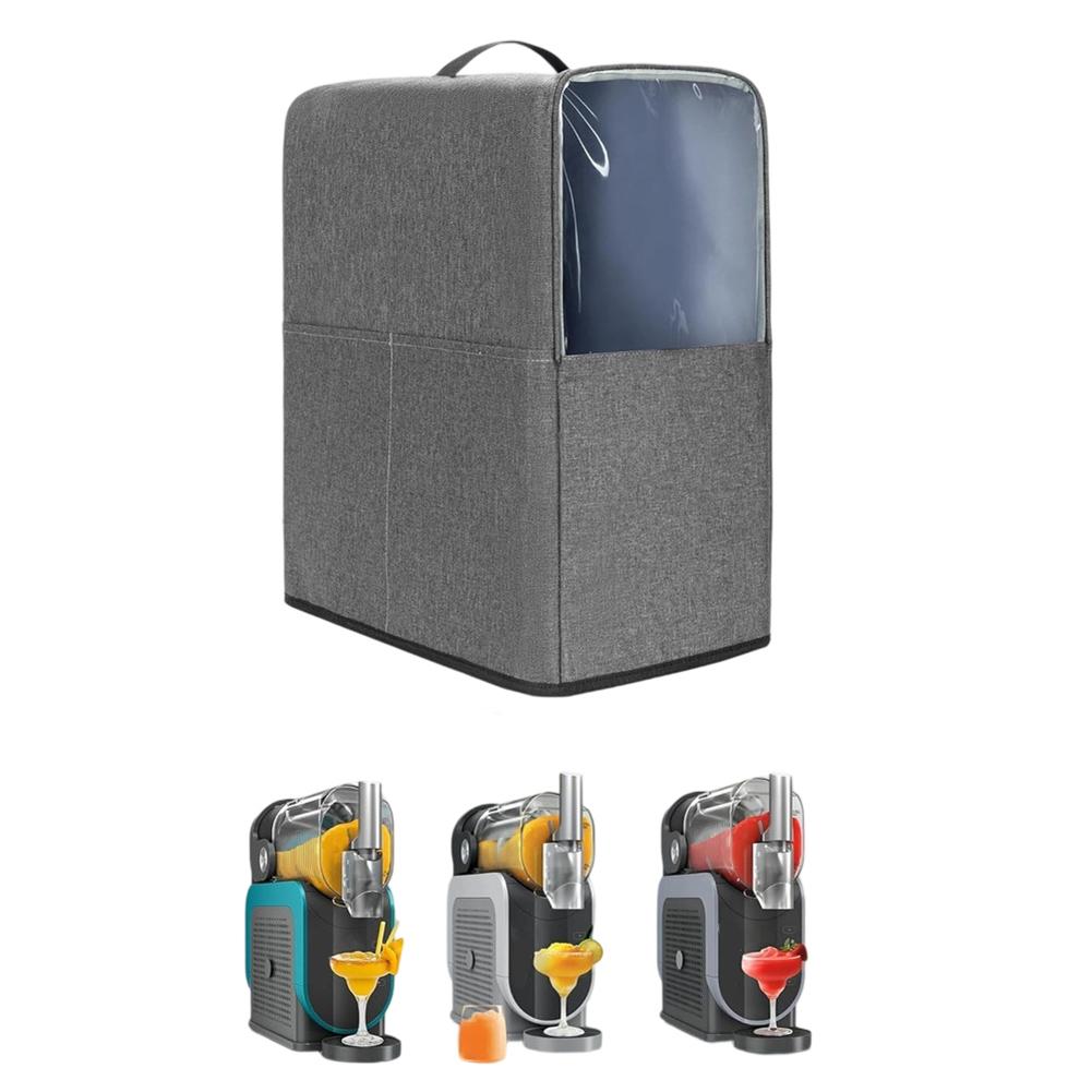 For NJ Slushie Machine Dust Cover for Professional Freeze Drink Maker with Transparent Front and Storage Pockets