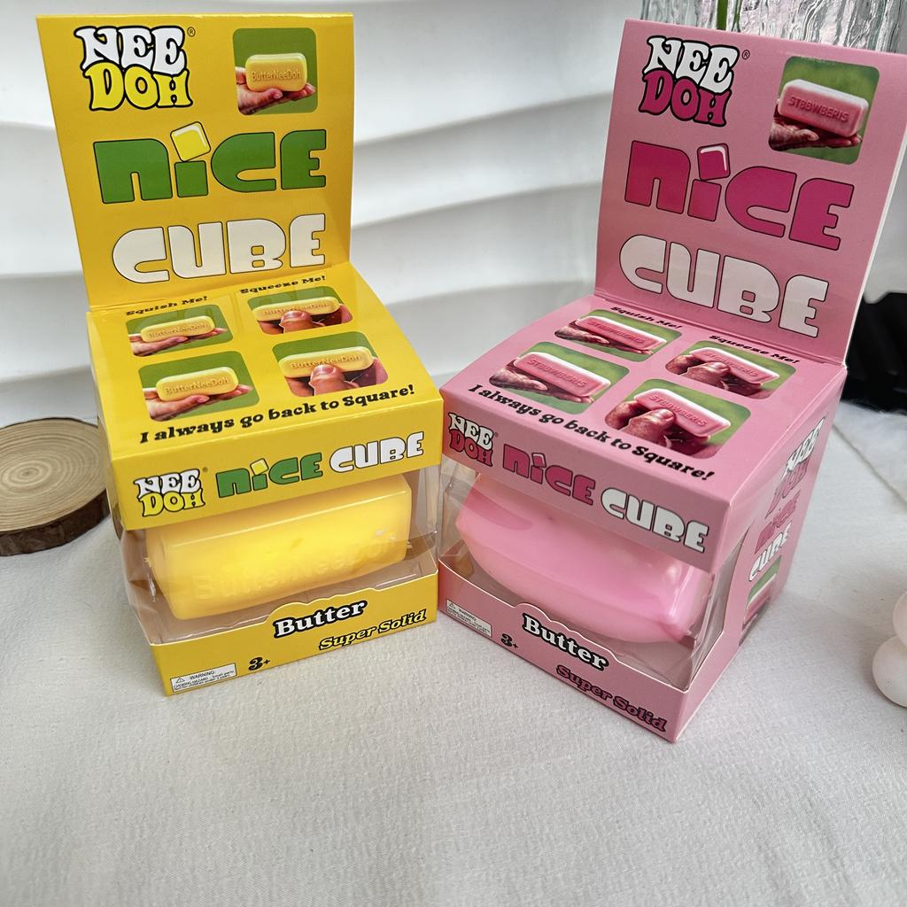 Jucărie de strâns cu unt și umplutură de făină Cub drăguț Nee Doh Jucărie Squishy Fidget Ameliorarea stresului Portabilă Decomprimare Squish Jucărie cadou