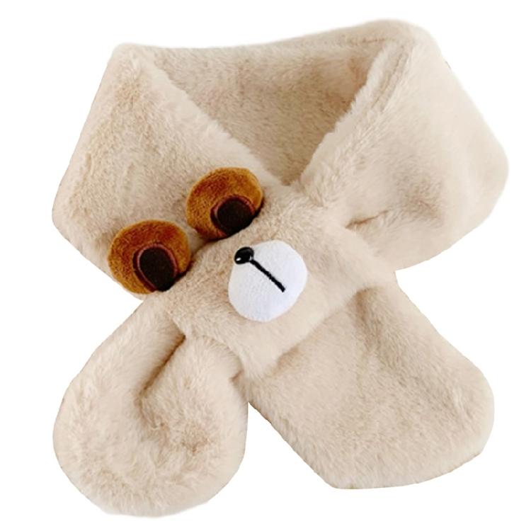 Girls Neck Scarf InsStyle Baby Cartoon Scarf Furry Plush Neck Warmer for Outdoor