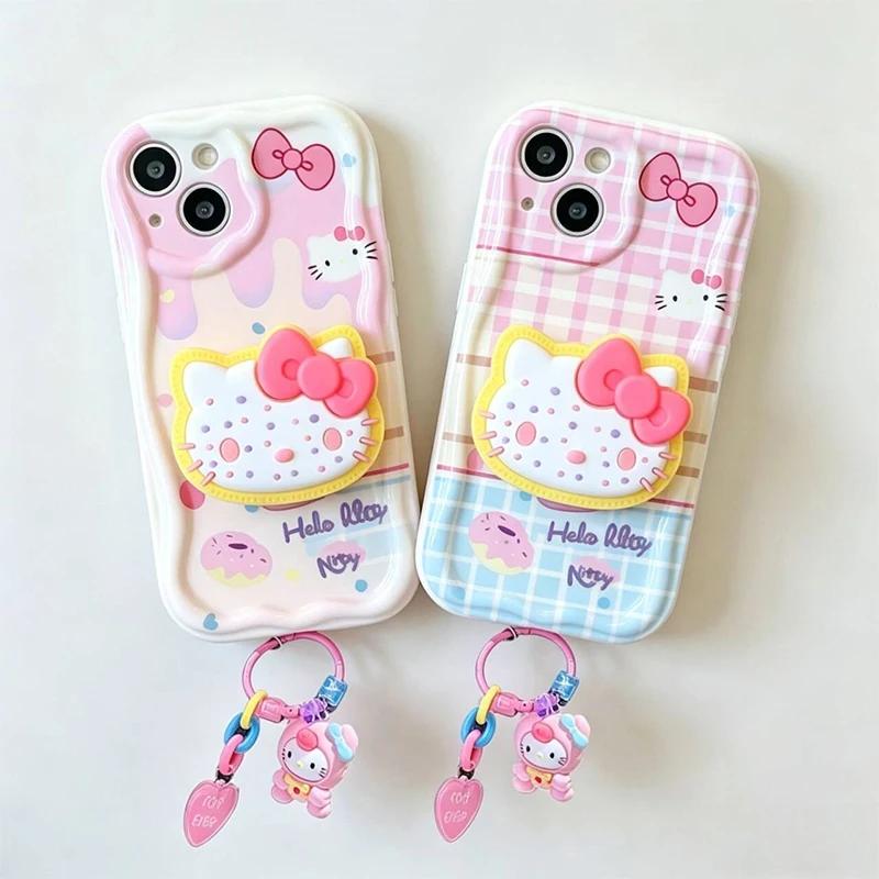Cartoon Hello Kitty Bracket Pendant Case For OPPO Reno 15F 15 Pro 5G 14F 13F 12F 11F 14 13 12 11 Pro A6X A6 A5 Pro A60 5G Casing