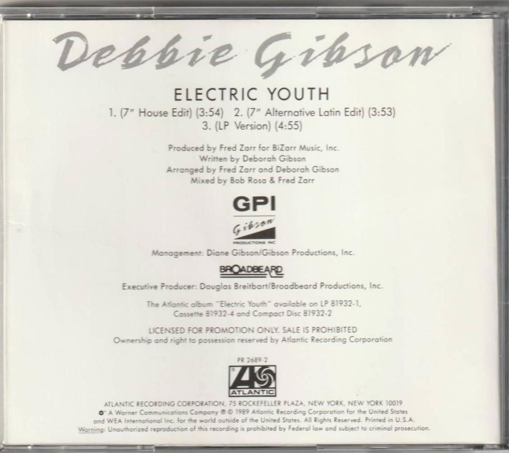

[USED] Debbie Gibson Electric Youth US Edition Rare CD Single