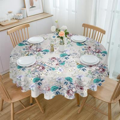 Vintage Flower Leaf Abstract Round Tablecloth Waterproof Table Cover For Wedding Party Decoration Dining Table Cover