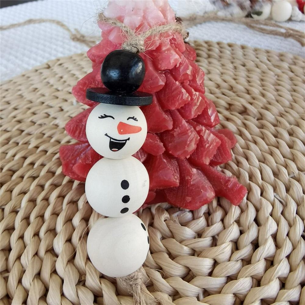 Bohemian Macrame Snowman Ornament Set, Handmade Wooden Bead Christmas Hanging Decor, 2/3/4Pcs Boho Winter Tree Decoration