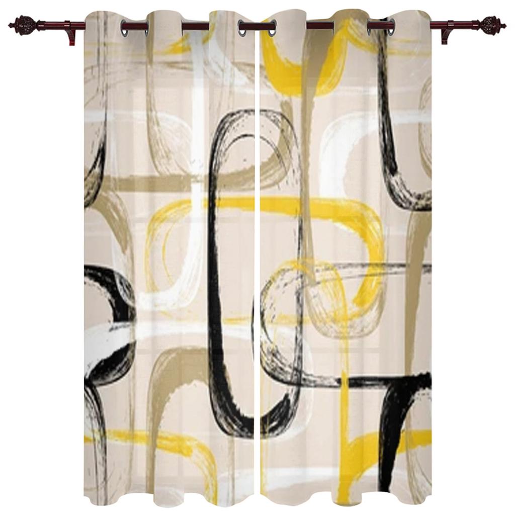 Modern Window Curtains for Living Room Abstract Geometric White Black Curtains for Child Bedroom Kitchen Decor Blinds Drapes