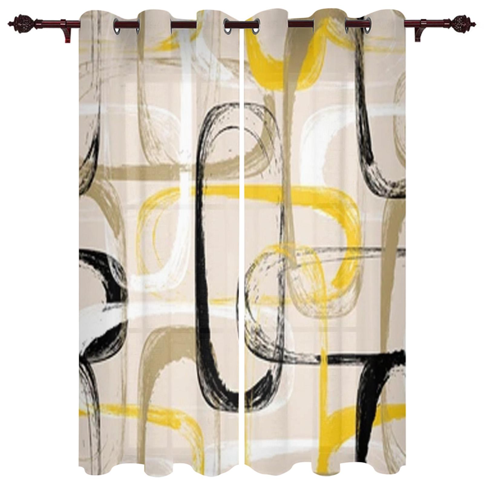 Moderne raamgordijnen voor woonkamer Abstracte geometrische wit zwarte gordijnen voor kinderslaapkamer Keukendecoratie Jaloezieën Draperieën 135W x 115H(cm) x1