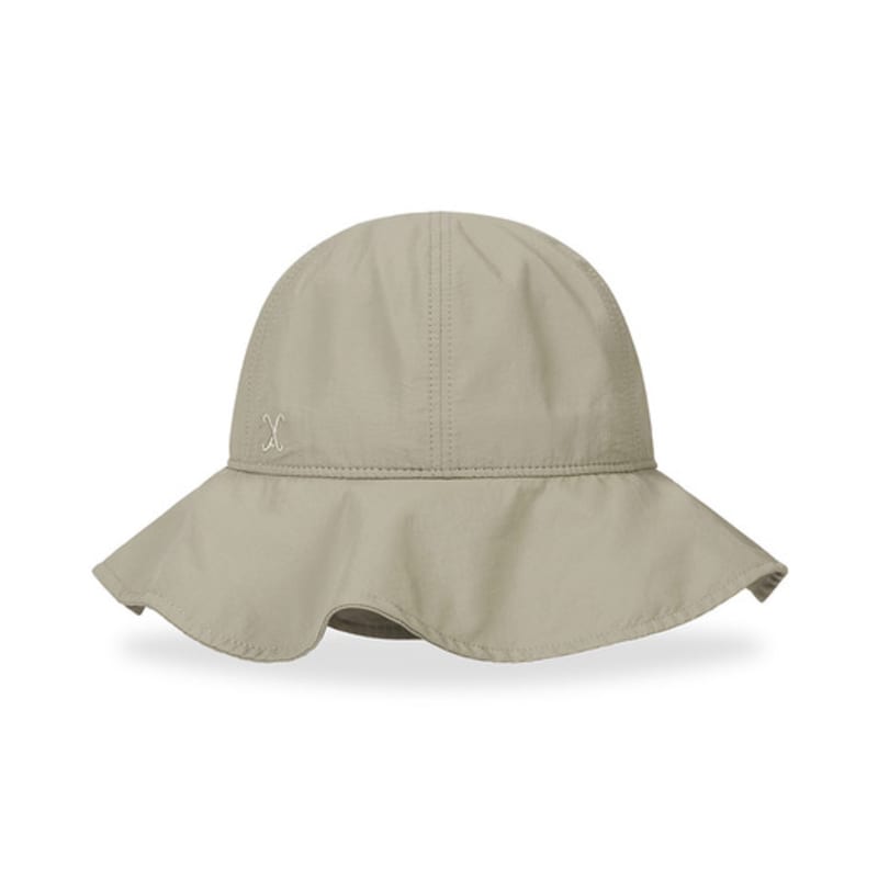 VARZAR VA Curved Logo Round Frill Bucket Hat Beige