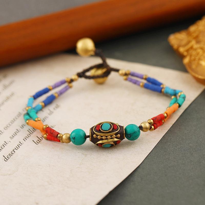 

Original design Tibetan color Nepalese woven bracelet women s retro personalized bell hand rope Tibetan bracelet