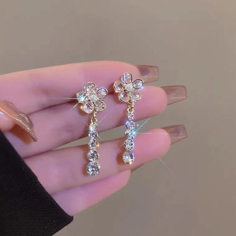 New Full Inlaid Colorful Zircon Christmas Tree Tassel Earrings Women's Fashion Personality Earrings Party Jewelry Christmas Gift