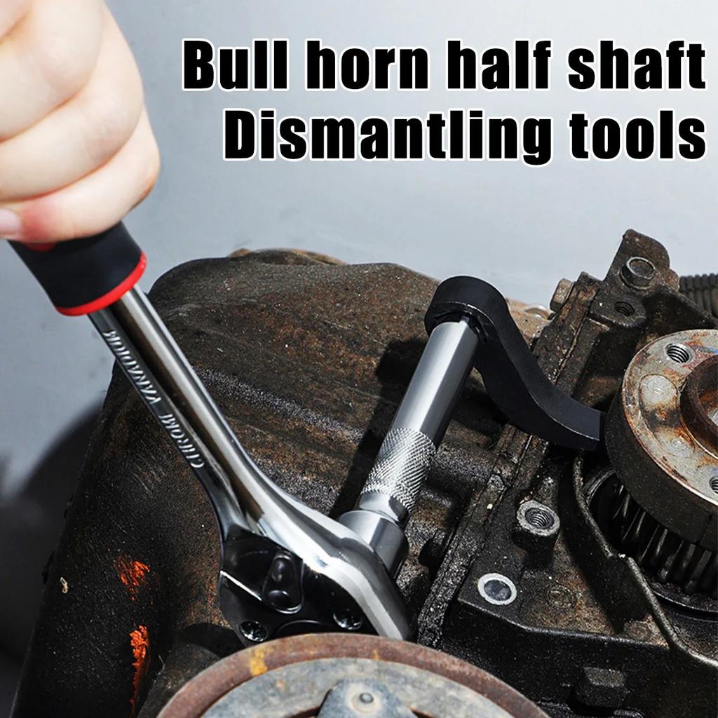 Bull Horn Pry Bar Adapter Head Tool Adjustable Angle Bar for 1/2 Ratchet Open-end Wrench Half Shaft Drive Shaft Disassembly Tool