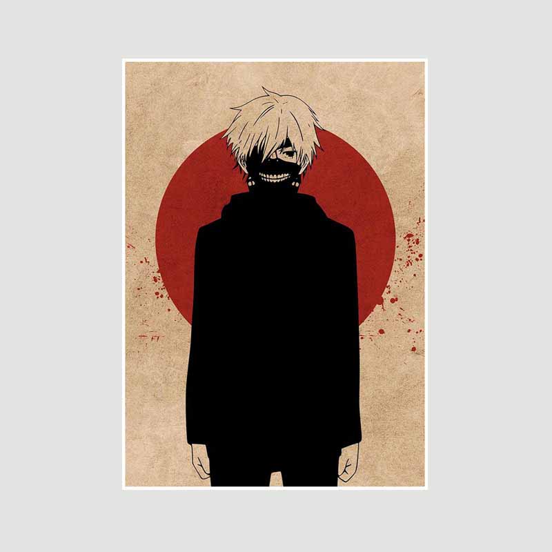 Bílý papír Plakáty a tisky Tokyo Ghoul Klasické japonské anime Nástěnné umění Malba Plakátová nástěnná malba Obrázek Manga Dárek pro fanoušky Pokojová dekorace Domácí dekorace
