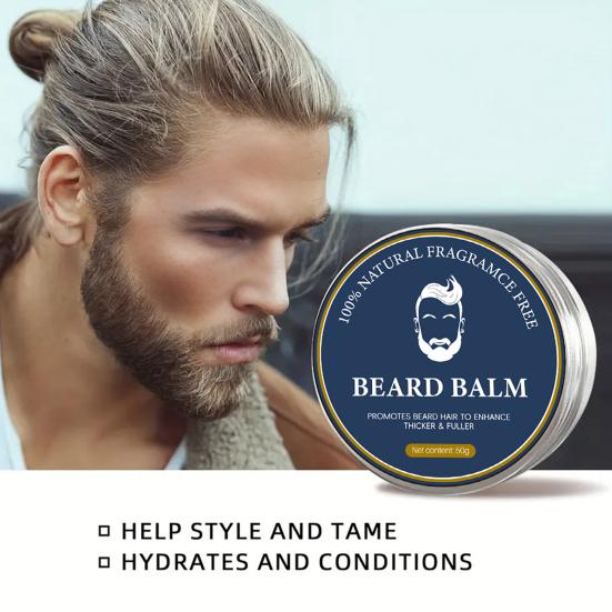 Beard Balm for Men 50g Plant Extracts Beard Cream Softens Strengthens Beard Moisturizes Skin Beard Care Essential Oils