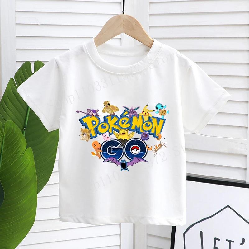 

Cartoon Pokemon Children s T-shirt Printed Cute Boys Girls Clothes Anime Outfit Cotton Short Sleeve Shirts Kawaii Birthday Tops 110