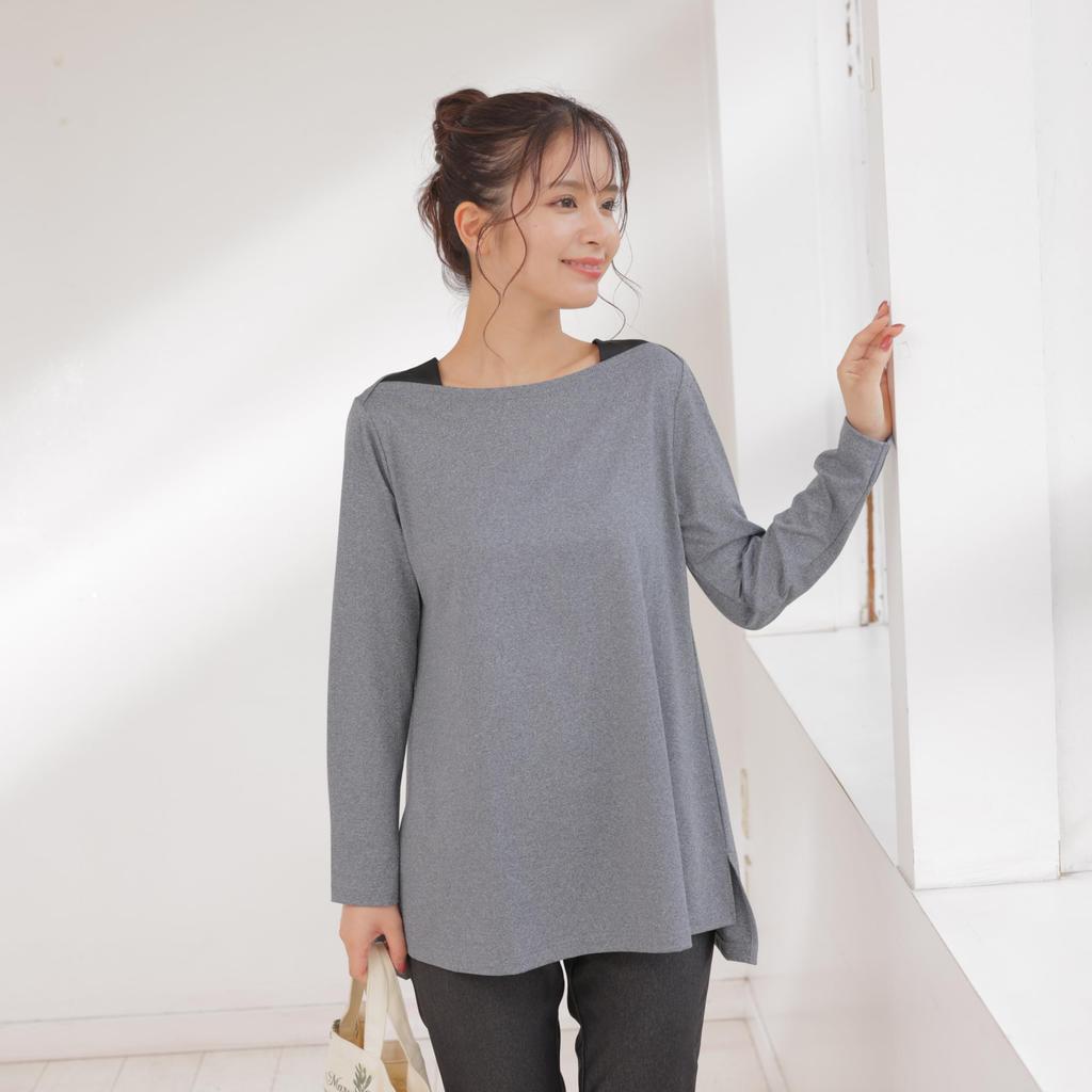 EgneL Made in Long Gebürstete Seite Pfirsich Frühling Damenoberteil, Japan, Ärmel, Fleece, Stretch, Yoga, Fitnessstudio, Schlitz, Gebürstet, Herbst, Winter, (014-RD-L)