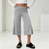 Fashionable Women's Summer Leisure Vacation High Waist Wide Leg Cropped Pants