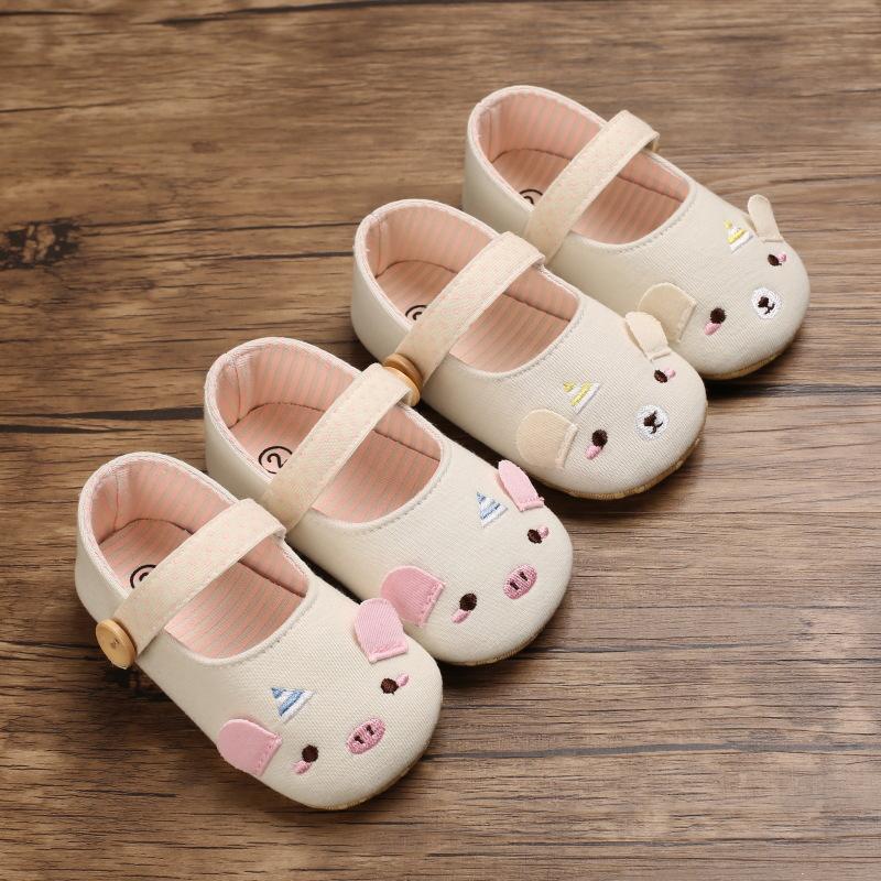 Frühling und Herbst 0-1 Jahr alte Baby-Kleinkindschuhe Weiche Sohle Atmungsaktive Babyschuhe Cartoon Freizeitschuhe