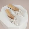 New Women Shoes Fashion Slipper Slik Upper Pointed Toe Bowknot Casual Sandals Ladies Match Dress Flat Slides