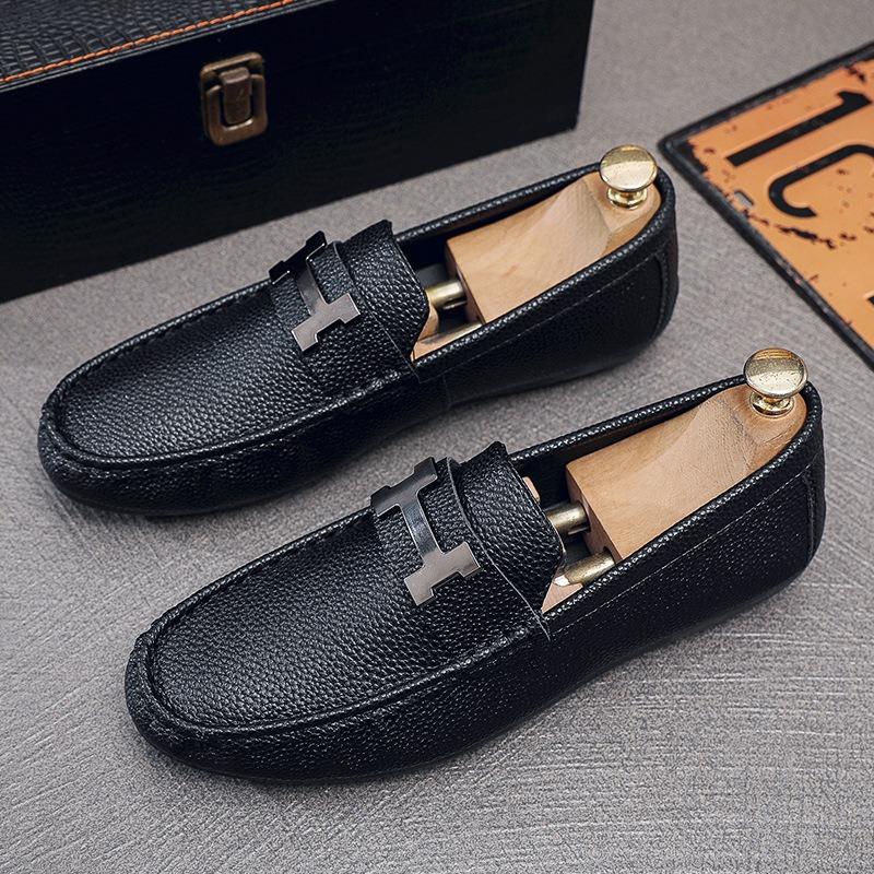 Doudou shoes men's new summer breathable leather surface soft sole men's casual leather shoes one foot cover