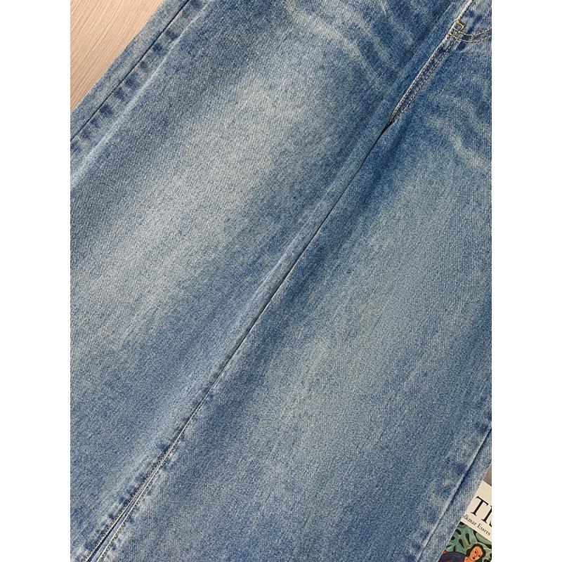 DIMANAF 2025 Plus Size Autumn Basic Elastic Jeans Wear out Pants Women Loose Denim Trousers Big Casual Blue  Pants 6XL