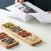 Natural Bamboo Divided Snack Serving Tray Divided Bamboo Snack Dishes  Tea Room Decor