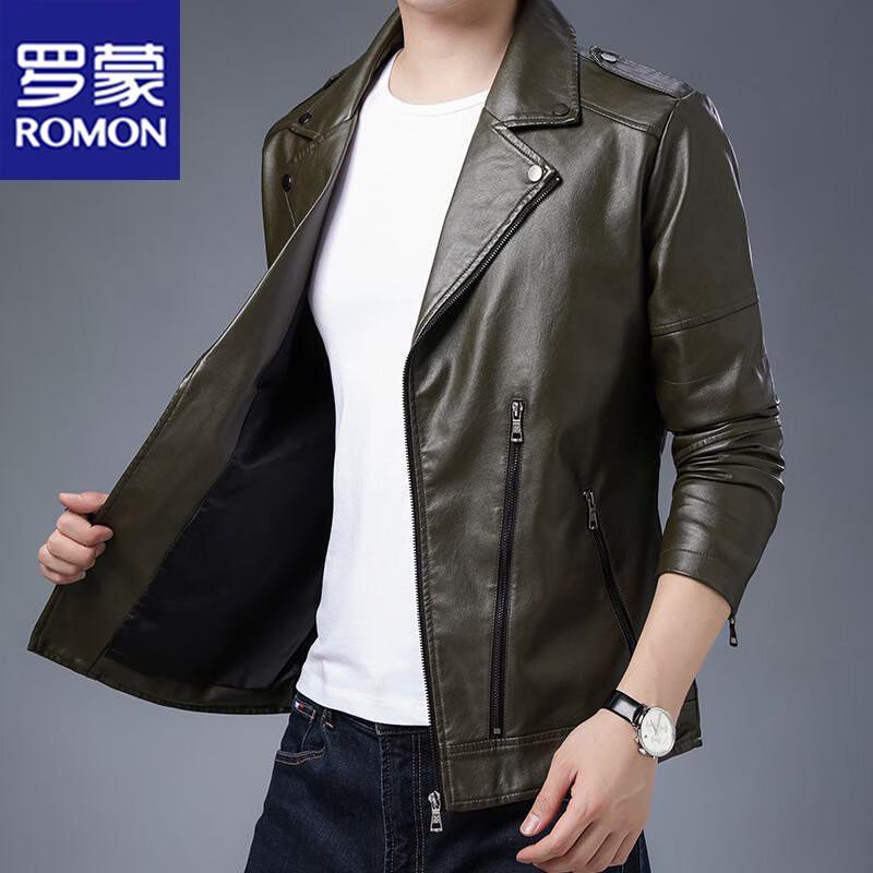 

Romon Men s Slim Fit Motorcycle Faux Leather Jacket L