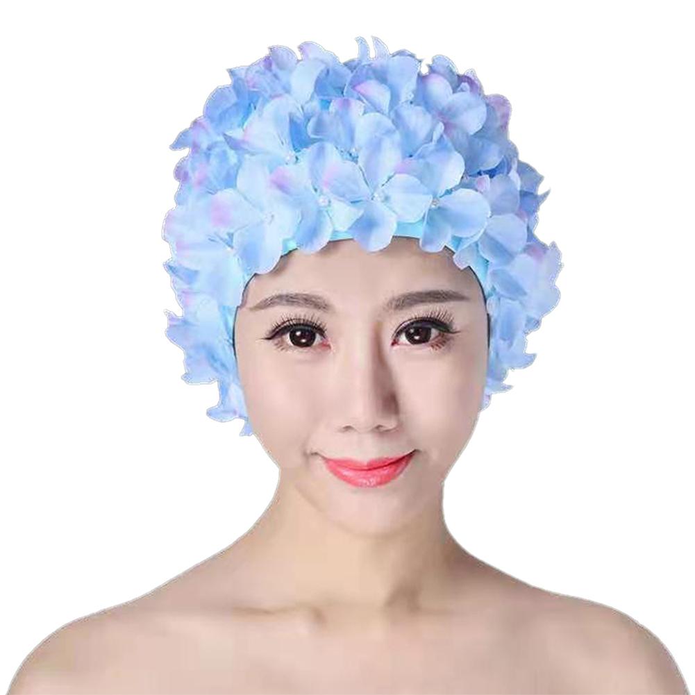 3D Flower Swimming Cap Breathable Water Sports Hat Soft Long Hair Swimming Bath Cap Ear Protection Comfortable Pool Accesories
