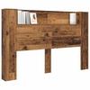 Storage Headboard with LED Reclaimed Wood Look 160 cm Engineered Wood