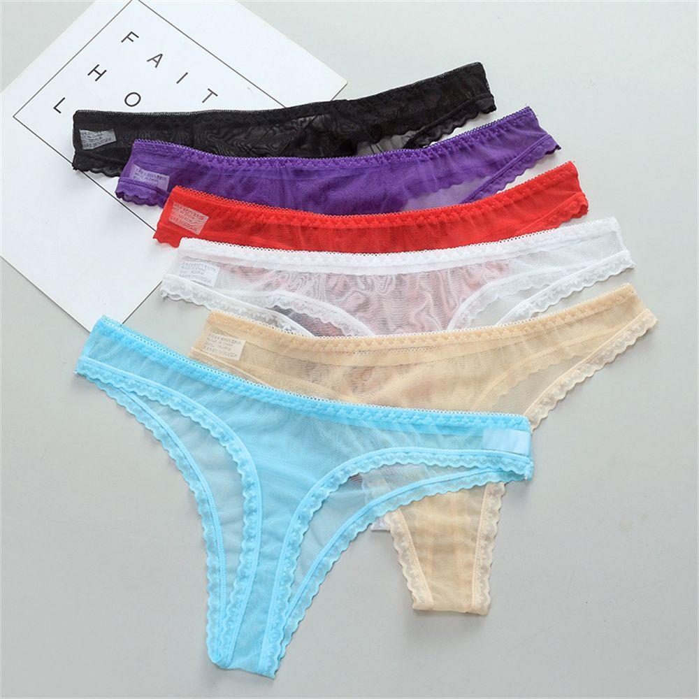 String Low-Waist Female Perspective Thong Sheer Women Lingerie Transparent Knickers Lace Underwear