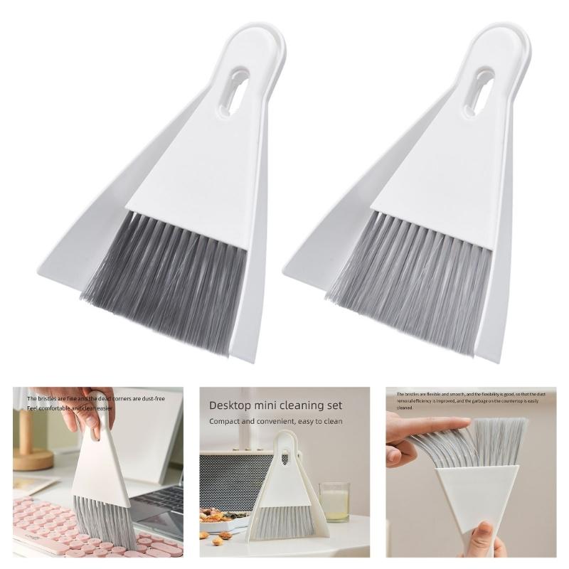 Dense Brush Dustpan Combination Modifiable Brush Space Saving Design Compact Desktop Broom And Dustpan Set